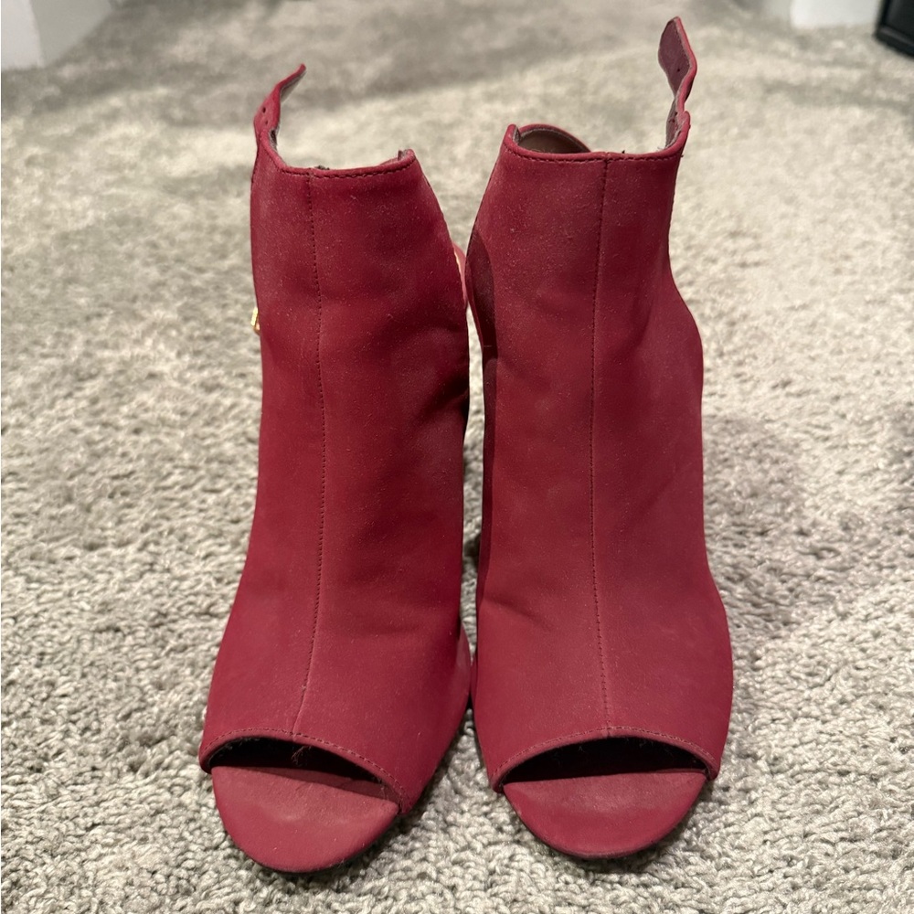 Charlotte Russe Burgundy Peep-Toe Heeled Boots